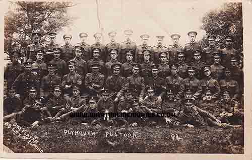 Plymouth Platoon 2nd Sportsman's Battalion Royal Fusiliers William J Punchard seated 3rd from left c1915